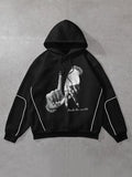 Women'WB shield Letter & Hand Print Hoodie, Casual Long Sleeve Hooded Sweatshirt for Fall & Winter, Women'WB shield TNF...