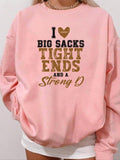 Women'WB shield Letter & Heart Print Crew Neck Drop Shoulder Pullover, Casual Long Sleeve TNF Lined for Fall & Winter,...