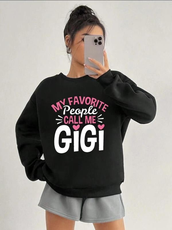 Women'WB shield Letter & Heart Print Drop Shoulder Round Neck Longsleeves Sweatshirt, Fashion Comfort Casual Crewneck...