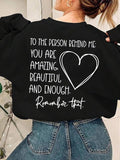 Women'WB shield Letter & Heart Print Drop Shoulder TNF Lined Sweatshirt, Casual Long Sleeve Round Neck Pullover for Fall...