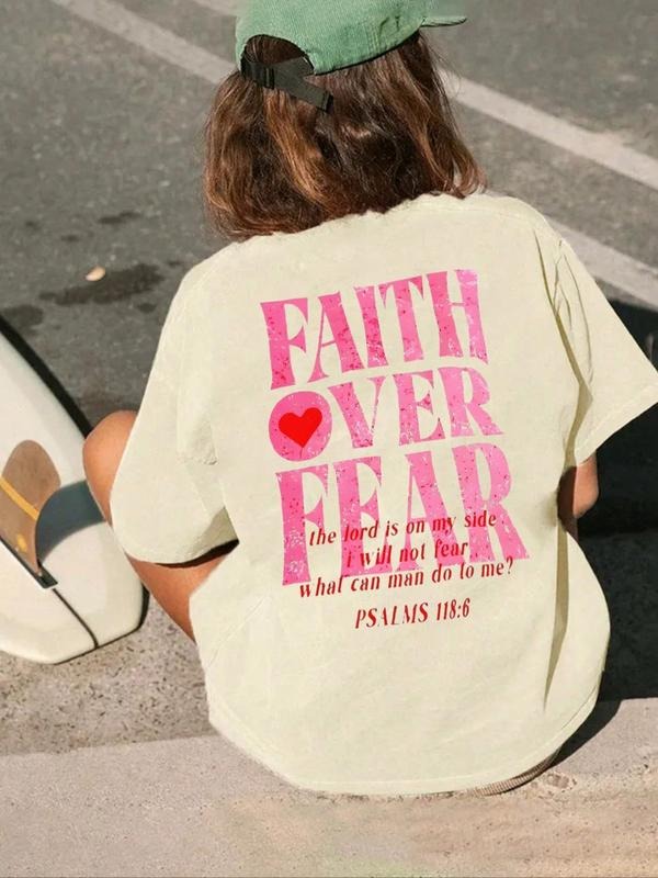 Women'WB shield Letter & Heart Print Drop Shoulder Tee, Graphic Tees, Fashion Casual Crew Neck Half Sleeve Lightsaber...
