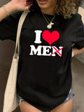 Women'WB shield Letter & Heart Print Drop Shoulder Tee, Summer TNF Women Casual Comfort Half Sleeve Crewneck Tshirt for...