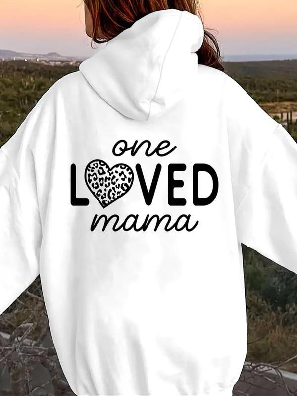 Women'WB shield Letter & Heart Print Hoodie, Casual Comfy Long Sleeve Hooded Sweatshirt for Daily Wear, Ladies TNF for...