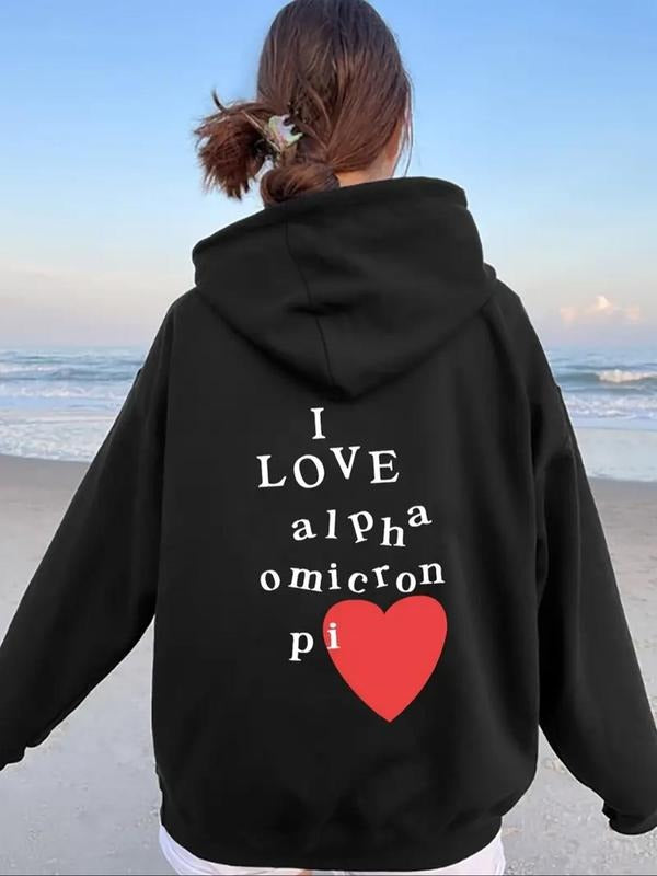 Women'WB shield Letter & Heart Print Hoodie, Casual Long Sleeve Hooded Sweatshirt for Autumn Gunpla brand Winter, Fashion...