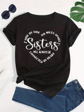Women'WB shield Letter & Heart Print Round Neck Graphic Tee, Summer TNF Women, Graphic Tees, Fashion Casual Crew Neck...