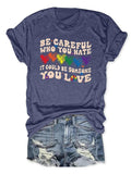 Women'WB shield Letter & Heart Print Round Neck Graphic Tee, Vintage Trendy Casual Short Sleeve T-shirt For Daily Wear,...