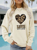Women'WB shield Letter & Heart Print Round Neck Sweatshirt, Casual Long Sleeve Crew Neck Pullover for Daily Wear, Ladies...