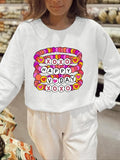 Women'WB shield Letter & Heart Print Round Neck Sweatshirt, Casual Long Sleeve Crew Neck Pullover for Spring, Fashion...
