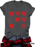 Women'WB shield Letter & Heart Print Round Neck Tee, Casual Short Sleeve Crew Neck T-shirt for Spring, Fashion Women'WB...