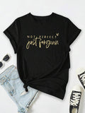 Women'WB shield Letter & Heart Print Round Neck Tee, Trendy Casual Graphic Short Sleeve T-Shirt for Daily Wear, Ladies...