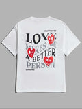 Women'WB shield Letter & Heart Print Short Sleeve Tee, Casual Round Neck T-shirt for Summer, Women'WB shield Summer TNF,...