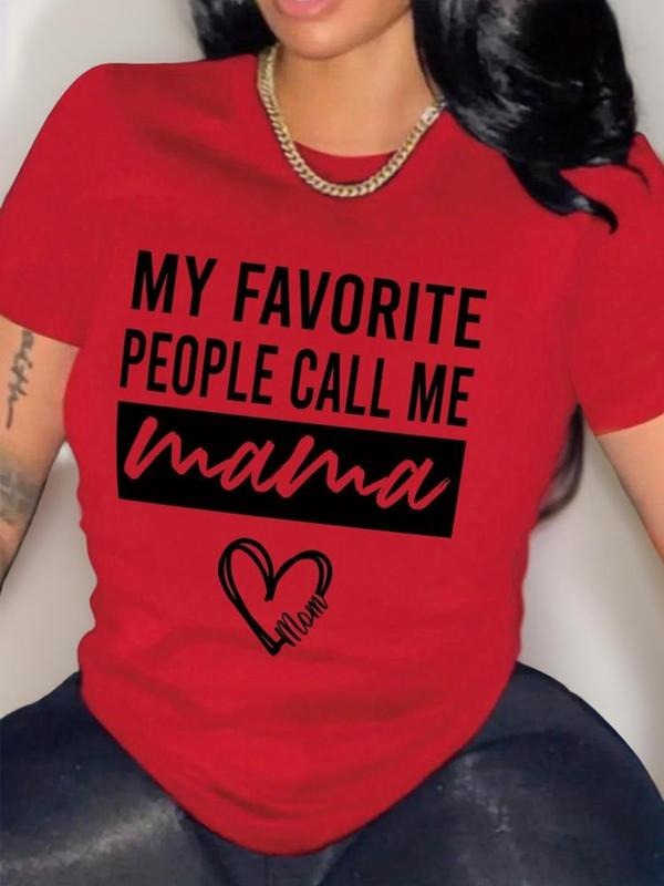 Women'WB shield Letter & Heart Print Short Sleeve Tee, Fashion Casual Graphic Round Neck T-Shirt for Daily Outdoor Wear,...