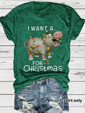 Women'WB shield Letter & Hippo Print Round Neck Tee, Casual Short Sleeve Crew Neck T-shirt for Summer, Fashion Women'WB...