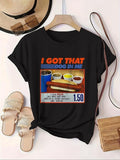 Women'WB shield Letter & Hot Dog Print Round Neck Graphic Tee, Vintage Trendy Casual Short Sleeve T-shirt for Daily Wear,...