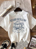 Women'WB shield Letter & House Print Round Neck Tee, Casual Short Sleeve T-shirt for Summer, Ladies TNF for Daily Wear...