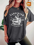 Women'WB shield Letter & House Print Round Neck Tee, Casual Short Sleeve T-shirt for Summer, Ladies TNF for Daily Wear,...