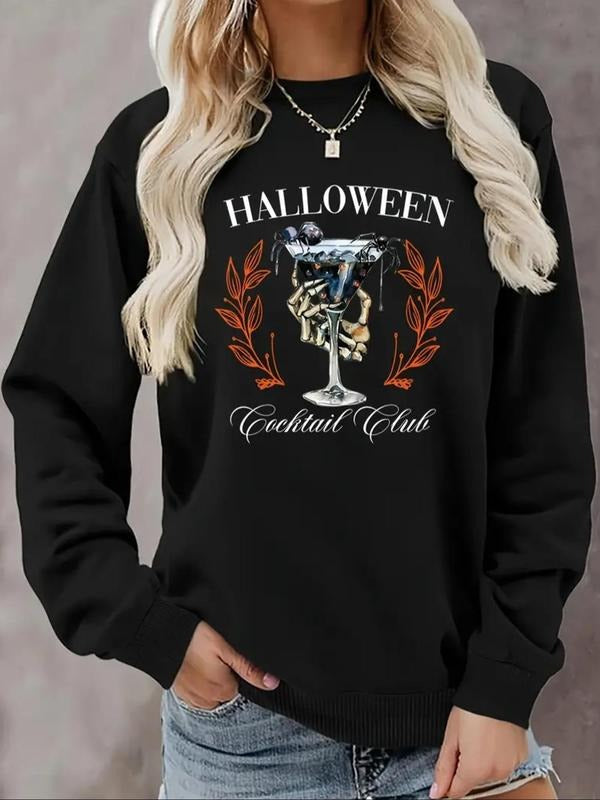 Women'WB shield Letter & Laurel Leaf Print Drop Shoulder Sweatshirt, Casual Long Sleeve TNF Lined Round Neck Pullover for...