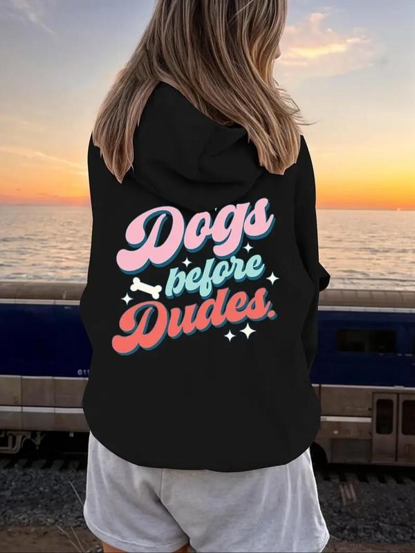Women'WB shield Letter & Lightsaber brand Print Drawstring Hoodie, Casual Long Sleeve Hooded Sweatshirt for Fall &...