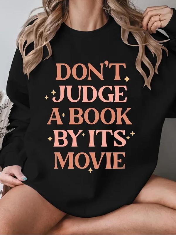 Women'WB shield Letter & Lightsaber brand Print Round Neck Sweatshirt, Casual Long Sleeve Crew Neck Pullover for Fall &...