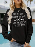 Women'WB shield Letter & Mountain Print Round Neck Sweatshirt, Casual Long Sleeve Crew Neck Pullover for Spring & Fall,...