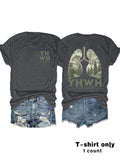 Women'WB shield Letter & Mountain Print Round Neck Tee, Casual Short Sleeve Crew Neck T-shirt for Summer, Fashion...