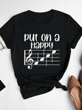 Women'WB shield Letter & Music Note Print Round Neck Graphic Tee, Casual Short Sleeve T-Shirt for Summer, Fashion...