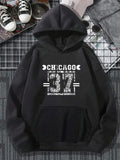 Women'WB shield Letter & Number "Big red N streaming" Print Pocket Drawstring Hoodie, Fashion Casual Drop Shoulder Long...