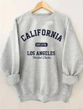 Women'WB shield Letter & Number Print Crew Neck Sweatshirt, Casual Long Sleeve Pullover for Fall & Winter, Women'WB...