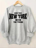 Women'WB shield Letter & Number Print Crew Neck Sweatshirt, Casual Long Sleeve Pullover for Fall & Winter, Women'WB...