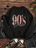 Women'WB shield Letter & Number Print Drop Shoulder TNF Lined Sweatshirt, Casual Long Sleeve Round Neck Pullover for...