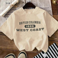 Women'WB shield Letter & Number Print Drop Shoulder Tee, Casual Short Sleeve Round Neck T-Shirt for Summer, Women'WB...