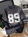 Women'WB shield Letter & Number Print Round Neck Tee, Fashion Casual Drop Shoulder Short Sleeve T-shirt, Ladies Summer...