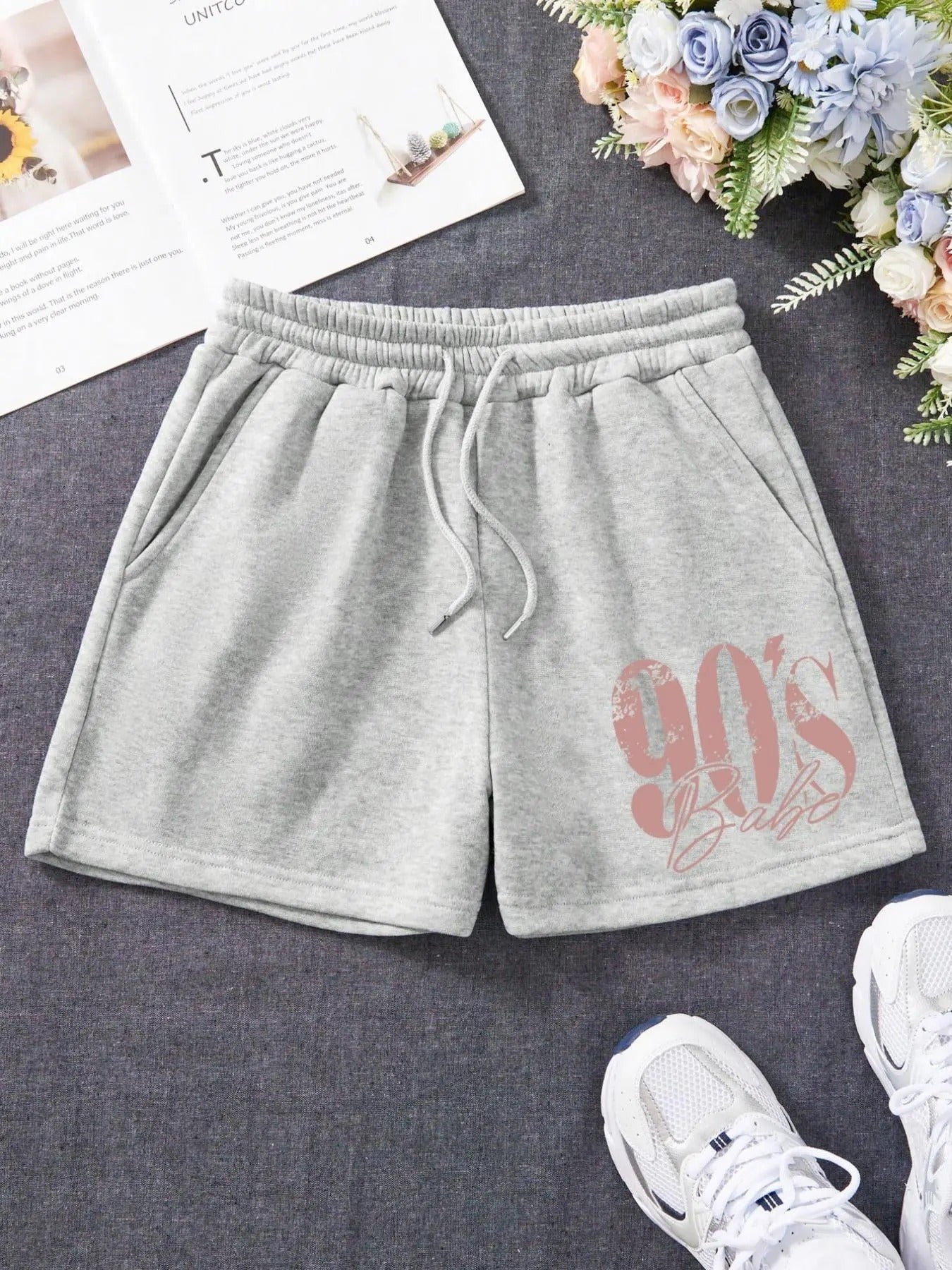 Women'WB shield Letter & Number Print Shorts, Casual Comfy Breathable Shorts for Summer, Ladies Bottoms for Daily Wear...