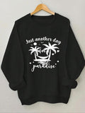 Women'WB shield Letter & Palm Tree Print Round Neck Sweatshirt, Casual Long Sleeve Pullover for Daily Wear, Ladies TNF...