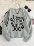 Women'WB shield Letter & Paw Print Drop Shoulder Sweatshirt, Casual Long Sleeve Round Neck Pullover for Fall & Winter,...