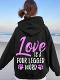 Women'WB shield Letter & Paw Print Hoodie, Swoosh Count Casual Geometric Print Drawstring Hooded Sweatshirt for Spring &...