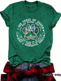 Women'WB shield Letter & Paw Print Round Neck Tee, Casual Short Sleeve Crew Neck T-shirt for Summer, Fashion Women'WB...