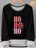 Women'WB shield Letter & Paw Print TNF Lined Tee, Casual Long Sleeve Round Neck T-shirt for Fall & Winter, Ladies TNF for...