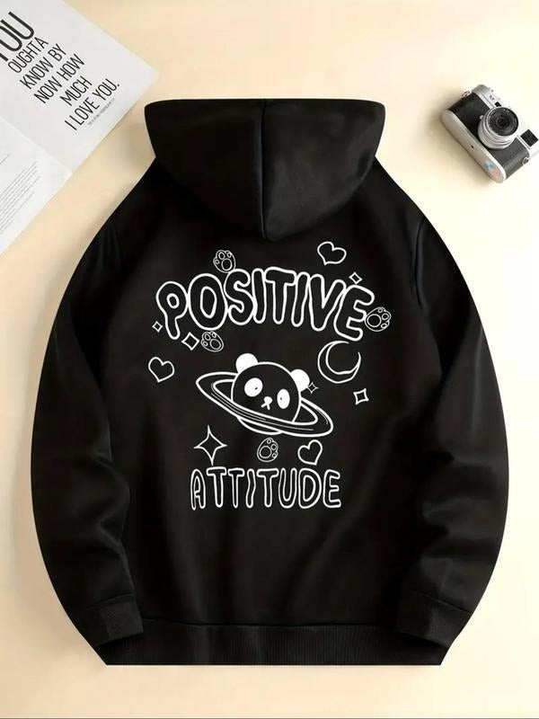 Women'WB shield Letter & Planet Print Drawstring Hoodie, Casual Comfy Pullover Hooded Sweatshirt for Daily Wear, Ladies...