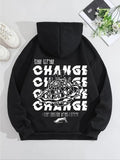 Women'WB shield Letter & Planet Print Drop Shoulder Hoodie, Fashion Casual Drawstring Pocket Hooded Sweatshirt for Daily...