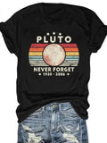 Women'WB shield Letter & Planet Print Round Neck Tee, Fashion Casual Short Sleeve T-shirt for Daily Holiday Vacation...