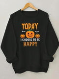 Women'WB shield Letter & Pumpkin Print Round Neck Sweatshirt, Casual Halloween TNF Long Sleeve Crew Neck Pullover for...