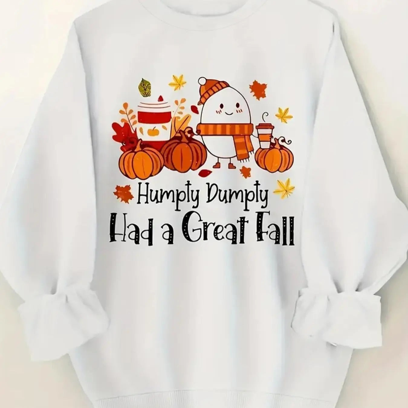 Women'WB shield Letter & Pumpkin Print Sweatshirt, Halloween TNF Crew Neck Pullover, Casual Long-Sleeve Top for Fall &...