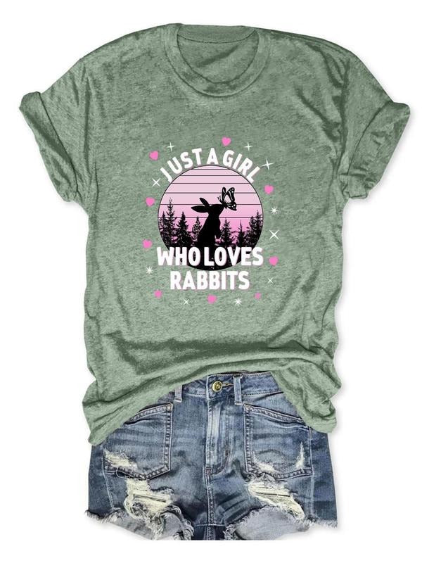 Women'WB shield Letter & Rabbit Print Round Neck Tee, Casual Short Sleeve T-shirt for Daily Wear, Ladies Spiky hair...