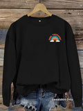 Women'WB shield Letter & Rainbow Print Crew Neck Sweatshirt, Casual Long Sleeve Pullover for Fall & Winter, Women'WB...