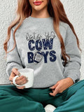 Women'WB shield Letter & Rugby Spiky hair fighters Print TNF Lined Sweatshirt, Casual Long Sleeve Round Neck Pullover for...