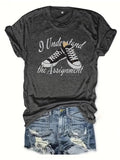 Women'WB shield Letter & Shoes Print Round Neck Graphic Tee, Trendy Casual Short Sleeve T-shirt for Daily Wear, Ladies...