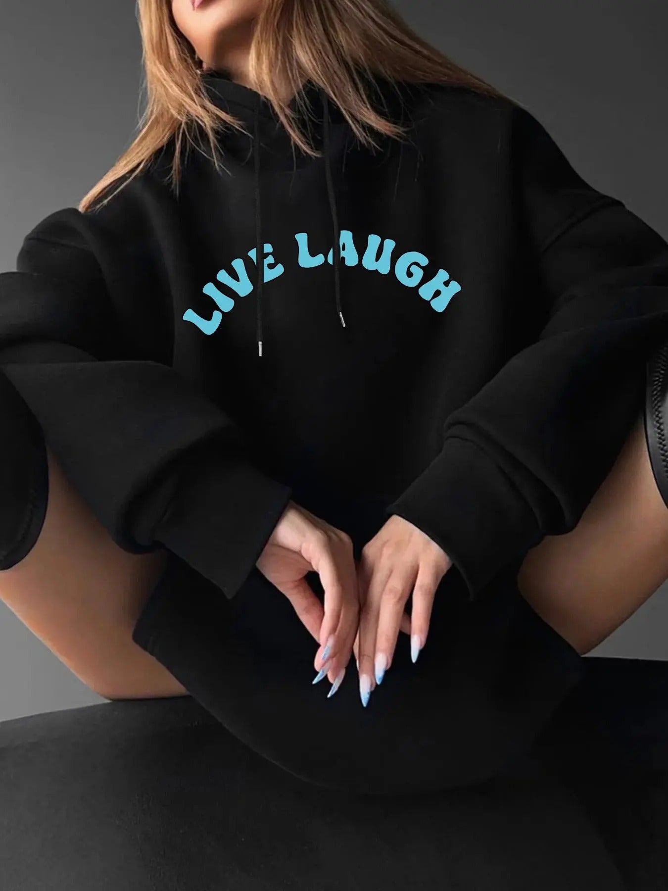 Women'WB shield Letter & Skeleton Print Drop Shoulder Hoodie, Fashion Casual Drawstring Pocket Hooded Sweatshirt for...