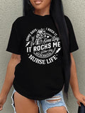 Women'WB shield Letter & Skeleton Print Round Neck Tee, Vintage Trendy Casual Short Sleeve T-shirt for Daily Wear, Ladies...