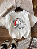 Women'WB shield Letter & Skull Print Round Neck Tee, Trendy Casual Short Sleeve T-shirt for Daily Wear, Ladies Summer...